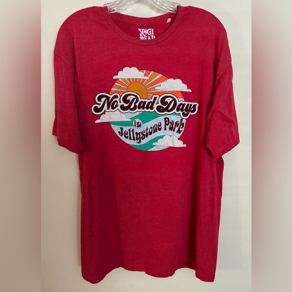 Yogi Bear Red Unisex Crewneck Graphic Tee Vintage-Style Nostalgia; Size XL